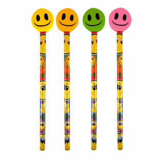 Creion Vesel Smiley cu Radieră (24 buc.)