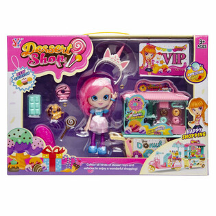 SET DE JOACĂ MAGAZIN DE GOGOȘI CU PĂPUȘĂ ȘI ACCESORII - CUTIE CADOU DE LUX (2 buc.)
