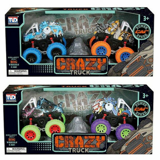 Set 2 Monstertrucks Dinozauri cu Fricțiune &icirc;n Cutie de Cadou - Mix Culori