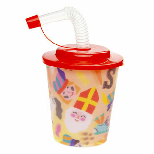 Pahar Sinterklaas - Pahar de &icirc;nghețată cu pai (12 buc.)