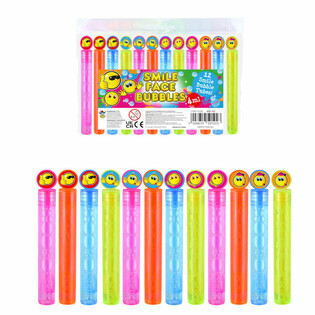 Baghete cu baloane de săpun Smiley colorate (1 pachet de 12 buc.)