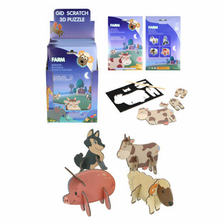 DISPLAY PUZZLE 3D RĂZUIBIL - ANIMALE DE LA FERMĂ (18 bucăți)