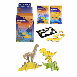 Puzzle-uri 3D Dinosauri SCRATCH - Display (18 bucăți)