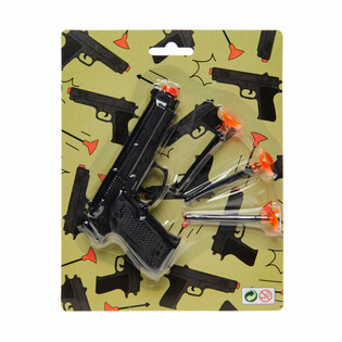 Pistol de jucărie cu 3 ventuze pe carton (12 buc.)