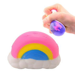 Minge antistres Curcubeu cu Unicorn &icirc;n display (12 bucăți)