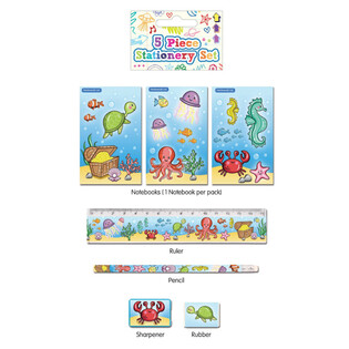 Set de scris Sea Life din 5 piese (24 buc.)