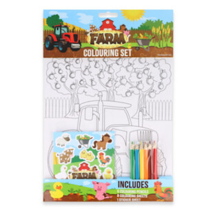 Set Mare de Colorat Ferma - Include Creioane și Autocolante (12 buc.)