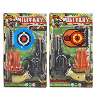 Set Pistol Militar cu 3 Ventuze și Ținte (6 bucăți)