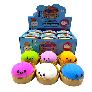 RAGE - Găluște Squishy Bun MARI (Dim. 8.5 x 8.5 x 4.8 cm) - Jucărie Fidget Virală 2026 (12 buc.)