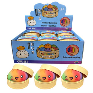 RAGE - RAINBOW Squishy Bun Dumplings MARI (Dim. 8.5 x 8.5 x 4.8 Cm) - Viral 2026 Fidget Toy (12buc.)