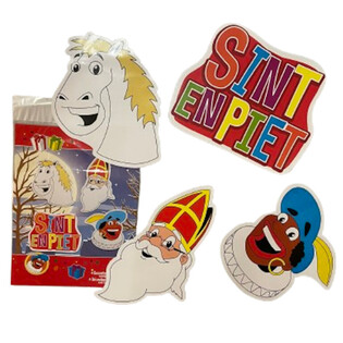 SINTERKLAAS SINT & PIET - SET DE 4 PANOURI DECORATIVE CU DOUĂ FEȚE (6 buc.)