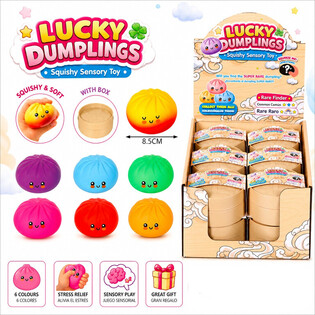 RAGE - LUCKY DUMPLINGS - Jucărie Squishy Bun Dumplings MARE Dim. 8.5 x 8.5 x 4.8 Cm - &Icirc;N DISPLAY (12 buc.)