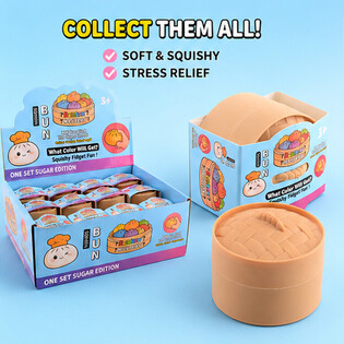 RAGE - Jucărie Squishy SUGAR EDITION Bun Dumplings MICĂ (5.3 x 5.3 x 4.1 Cm) Viral 2026 Fidget Toy (24 buc.)