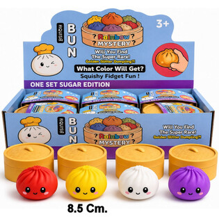 RAGE - Squishy SUGAR EDITION Găluște Bun Dumplings MARE (8.5 x 8.5 x 4.8 cm) - Viral 2026 Fidget Toy (12 buc)